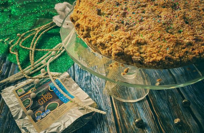 Torta Natalizia alla Spirulina - Grinch Streuselkuchen